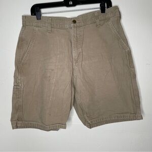CARHARTT KHAKI CARGO SHORTS SZ 34 as is
